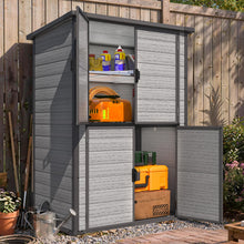 Load image into Gallery viewer, AECOJOY 58 Cu.Ft Resin Outdoor Storage Cabinet Waterproof with Shelves, Dark Gray