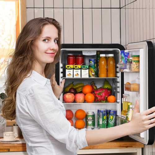 Mini Frigo 68L 220-240V Étagères Amovibles et Porte Réversible Température 0 °C - 10 °C pour Maison Chambre Bureau -