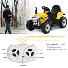 Load image into Gallery viewer, Tracteur Electrique avec Remorque pour Enfants 3 Vitesses Lumières LED Fonctions o USB et Bluetooth Jaune/Rose/Rouge/Vert/Vert Foncé/Noir -