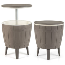 Load image into Gallery viewer, Table Glacière 37L pour Jardin 3 en 1 avec Plateau Télescopique Seau à Glace d'Extérieur pour Cocktails Bière Ø48x58/83cm Marron+Blanc -