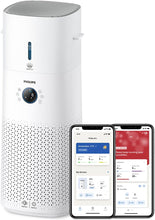 Load image into Gallery viewer, Philips Purificateur d'air et humidificateur 2 en 1 Séries 3000, 131 m2, Filtres NanoProtect HEPA et à charbon actif éliminant 99,97% des particules invisibles, Blanc (AC3737/10)