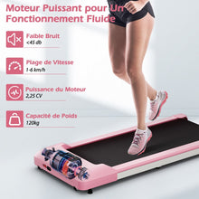 Load image into Gallery viewer, Tapis de Course Mince Tapis de Jogging avec Capacit de 120 Kg Tlcommande et cran Led Inclinable  Roulettes Tapis de Course  Glisser Gris/Noir/Rose -