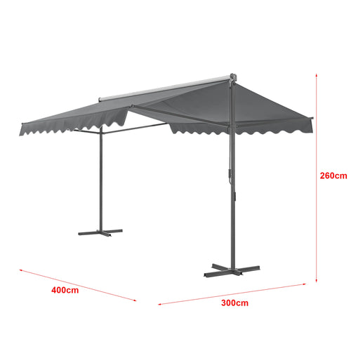Store banne autoportant à double pente 400 x 300 x 260 cm gris foncé 03_0008294 -