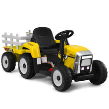 Load image into Gallery viewer, Tracteur Electrique avec Remorque pour Enfants 3 Vitesses Lumires LED Fonctions o USB et Bluetooth Jaune/Rose/Rouge/Vert/Vert Fonc/Noir -