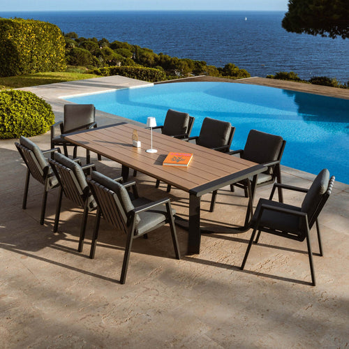 Table de jardin rectangulaire en aluminium 10 places (240 x 100 cm) Long Beach Gris anthracite - Action-sport36 -