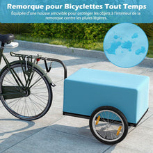 Load image into Gallery viewer, Remorque de Vélo avec Cadre Pliable Charge 55 kg Chariot pour Vélo avec Housse en Tissu Oxford Roues à Air de 40 cm Réflecteurs Bleu -