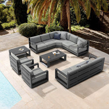 Load image into Gallery viewer, Salon de jardin d'angle aluminium 10 places Elba Gris anthracite - Action-sport36 -