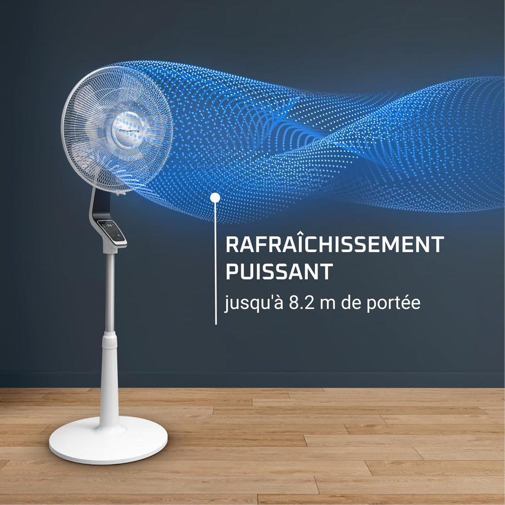 Rowenta Turbo Silence Extreme Ventilateur sur pied, Puissant, Silencieux, Écoénergétique, Design, Timer 12h, Télécommande VU5690F0