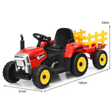 Load image into Gallery viewer, Tracteur Electrique avec Remorque pour Enfants 3 Vitesses Lumières LED Fonctions o USB et Bluetooth Jaune/Rose/Rouge/Vert/Vert Foncé/Noir -