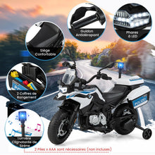 Load image into Gallery viewer, Moto Électrique 12V/7AH pour Enfants 6km/h Modèle Policier avec Klaxon Musique Sirène Phares pour 3-8 Ans -
