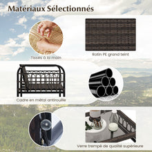 Load image into Gallery viewer, Meubles de Patio 4 Pièces en Rotin Charge 180-360KG avec Chaises Causeuse Coussins et Table Basse en Verre Trempé pour Balcon Blanc -