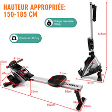 Load image into Gallery viewer, Rameur Magnétique Pliable 8 Niveaux de Résistance Écran LCD Numérique Poids Supporté de 100 KG pour Maison et Bureau -