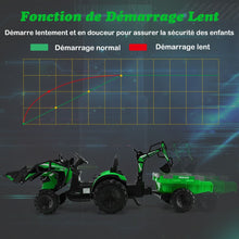 Load image into Gallery viewer, Tracteur Electrique 12 V pour Enfants 3-5 km/h Télécommande MP3 USB Vert/Jaune -