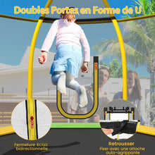 Load image into Gallery viewer, Trampoline Extérieur Ø 223cm avec Toboggan&amp;Echelle avec Filet de Sécurité 2 Portes en U Charge 270kg pour 2-3 Enfants de 3 Ans+ Bleu/Vert -