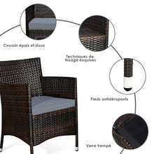 Load image into Gallery viewer, Salon de Jardin 4 PCS Mobilier de Terrasse en Rotin PE pour Vranda Patio Terrasse Piscine Marron et Gris -