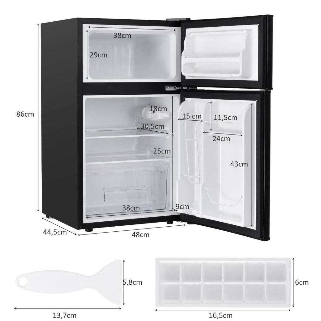 Rfrigrateur Compact Mini-rfrigrateur 90 L Conglateur Spar avec Design  2 Portes Fonctionnement Silencieux Blanc/Gris/Noir -