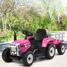 Load image into Gallery viewer, Tracteur Electrique avec Remorque pour Enfants 3 Vitesses Lumières LED Fonctions o USB et Bluetooth Jaune/Rose/Rouge/Vert/Vert Foncé/Noir -