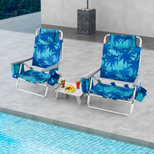 Load image into Gallery viewer, Lot de 2 Chaises de Camping Plage Pliante Table Enroulable en Aluminium Appui-tête Dossier Réglable à 5 Positions 6 Couleurs au Choix -