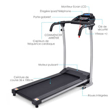 Load image into Gallery viewer, Tapis de Course Électrique Pliable avec Écran et Moniteur de Fréquence Cardiaque avec Vitesse de 1 à 10 km/h et 12 Programmes Noir -