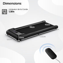Load image into Gallery viewer, Tapis de Course Mince Tapis de Jogging avec Capacit de 120 Kg Tlcommande et cran Led Inclinable  Roulettes Tapis de Course  Glisser Gris/Noir/Rose -