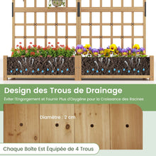 Load image into Gallery viewer, Jardinière avec 2 Treillis 2 Bacs Toit Suspendu en Bois Lit de Jardin Surélevé avec 4 Trous de Drainage 180 x 48 x 183 cm Orange -