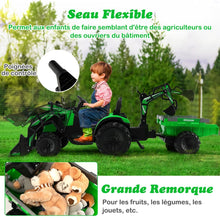 Load image into Gallery viewer, Tracteur Electrique 12 V pour Enfants 3-5 km/h Télécommande MP3 USB Vert/Jaune -
