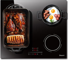 Load image into Gallery viewer, Plaque Induction 4 Feux Encastrable 6400W, Plaque de Cuisson Induction Zone Flexible, Plaque Electrique 60cm, Fonction Pause, 9 Niveaux, Controle tactile, Minuterie, Serrure pour Enfants
