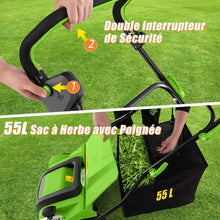 Load image into Gallery viewer, Scarificateur Électrique 2 en 1 de 15A avec Double Interrupteur de Sécurité Réglable Sac de Ramassage 55 L Scarificateur Orange/Vert -