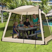 Load image into Gallery viewer, Tente de Camping pour 8-10 Personnes Tente Dôme avec Vestibule et Moustiquaire Porte Zippée Tente Portable avec Sac de Transport 300x300x250cm Beige -