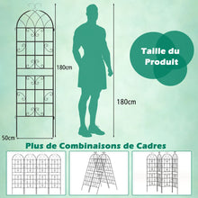 Load image into Gallery viewer, Lot de 4 Treillis de Jardin en Métal 180 x 50 cm Clôture Décorative pour Plante Grimpante Grille Fleurs Antirouille pour Jardin Cour Patio Noir -