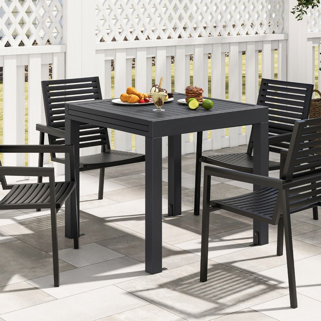 Table de Jardin Extensible en Aluminium Ajustable de 80 à 160 CM Table à Manger Extérieure Plateau à Lattes pour 4-6 Personnes Gris Foncé -