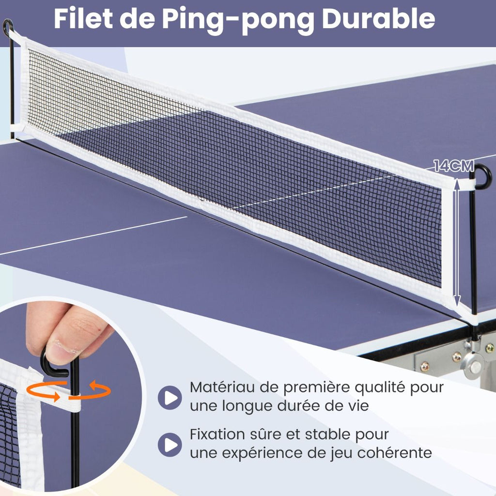 Table de Ping-Pong Pliable Peu Encombrante avec Filet Tennis de Table avec 2 Raquettes 3 Balle Pieds Rglables 180 x 90 x 76 cm -