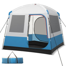 Load image into Gallery viewer, Tente de Camping pour 5 Personnes Tente D么me tanche avec Porte et Fen锚tres en Maille Sac de Transport 248x248x230cm Bleu + Blanc -