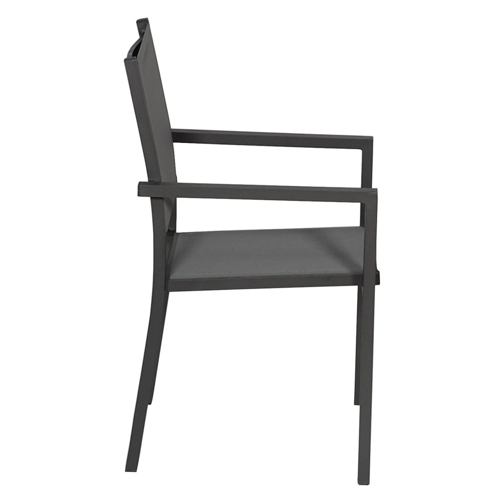 Lot de 8 chaises en aluminium anthracite - textilène gris -
