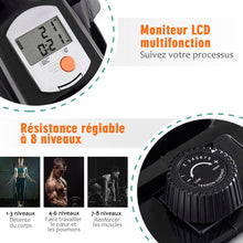 Load image into Gallery viewer, Rameur Magnétique Pliable 8 Niveaux de Résistance Écran LCD Numérique Poids Supporté de 100 KG pour Maison et Bureau -
