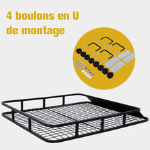 Load image into Gallery viewer, Porte-Bagages de Toit pour Voiture en Mtal 122,5x102CM avec Dflecteur d橝ir Capacit 75 KG Noir Accessoires Automobiles -