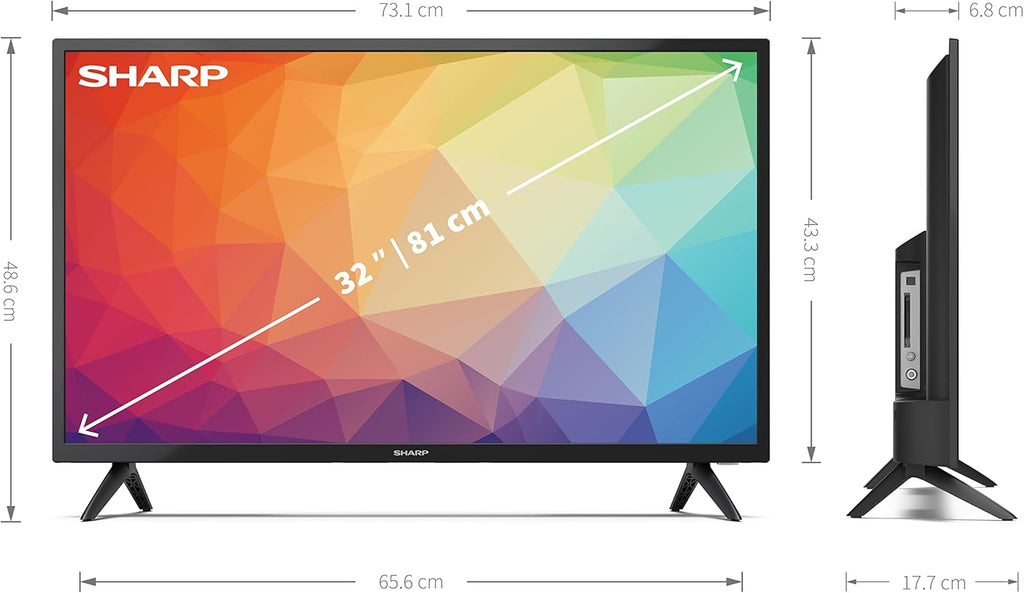 Sharp 32FG6EA - Android TV (11) Smart 32" HD - 32 Pouces - Google Assistant, Chromecast, Bluetooth, 2xHDMI, 2xUSB, Dolby Audio, Active Motion 400