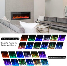 Load image into Gallery viewer, M.C.Haus Cheminée électrique Ultra-Mince, Silencieuse, 12 Couleurs de Flamme Variables, écran Tactile en Verre et Télécommande, avec Jeu de Bûches et Cristal(102cm,Noir)