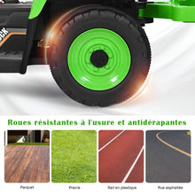 Load image into Gallery viewer, Tracteur Electrique avec Remorque pour Enfants 3 Vitesses Lumières LED Fonctions o USB et Bluetooth Jaune/Rose/Rouge/Vert/Vert Foncé/Noir -
