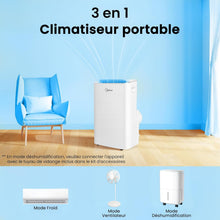 Load image into Gallery viewer, MIDEA Climatiseur Mobile Silencieux 12000 BTU avec Évacuation - Climatisation Portable Prêt à Poser 3500W - Clim Réversible Split Mobile - 4 modes avec Kit de Fenêtre et App Control