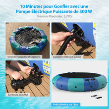 Load image into Gallery viewer, Trampoline Aquatique Gonflable Dia.457cm Capacit de 150kg avec Kit de Rparation Echelle et Gonfleur Electrique 500w Bleu -