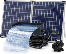 Load image into Gallery viewer, Kit complet de cascade solaire Biling pour bassin de jardin,cascade en acier inoxydable de 20 cm avec pompe de 2100 l/h pour mur d'eau de terrasse de jardin