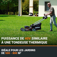 Load image into Gallery viewer, Pack Pro+ Tondeuse à Gazon 40V 460m² + Coupe-Bordures 20V + 2 Batteries 4Ah et 1 Batterie 2Ah + Chargeur Double et Chargeur Simple (Idéal pour l'Entretien du Jardin)