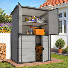 Load image into Gallery viewer, AECOJOY 58 Cu.Ft Resin Outdoor Storage Cabinet Waterproof with Shelves, Dark Gray