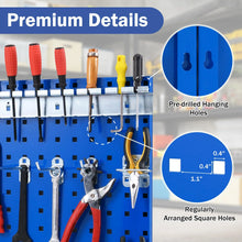 Load image into Gallery viewer, 3 Pcs Metal Pegboard Panels w/25 Hooks, Storage Platform &amp; Square Hole, Heavy Duty Pegboard Wall Organizer, Peg Board for Workshop Tool Storage