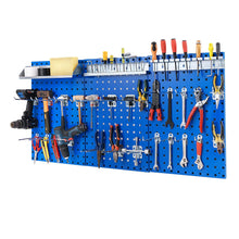 Load image into Gallery viewer, 3 Pcs Metal Pegboard Panels w/25 Hooks, Storage Platform &amp; Square Hole, Heavy Duty Pegboard Wall Organizer, Peg Board for Workshop Tool Storage